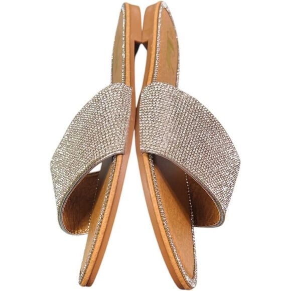 Shein Silver Round Toe Rhinestone Flat Sandals - Picture 10 of 12